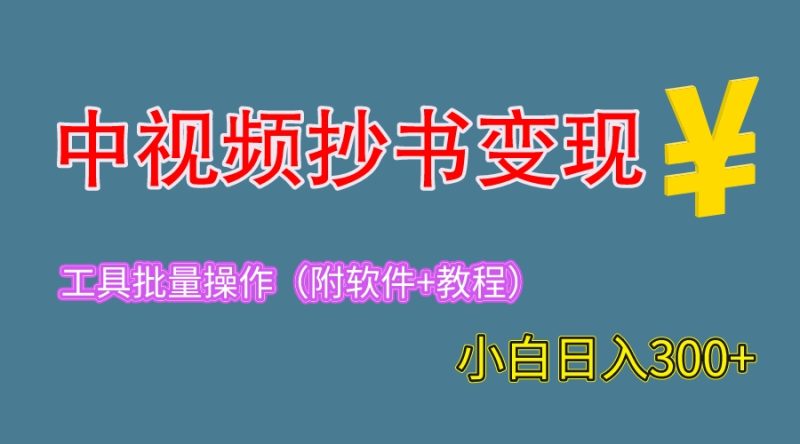 （6246期）2023中视频抄书变现（附工具+教程），一天300+，特别适合新手操作的副业-副业宝典