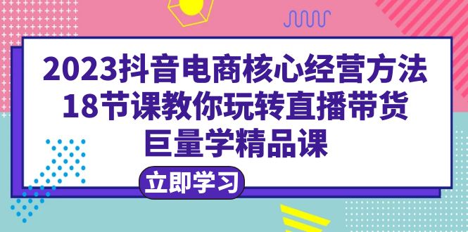 （6309期）2023抖音电商核心经营方法：18节课教你玩转直播带货，巨量学精品课-副业宝典