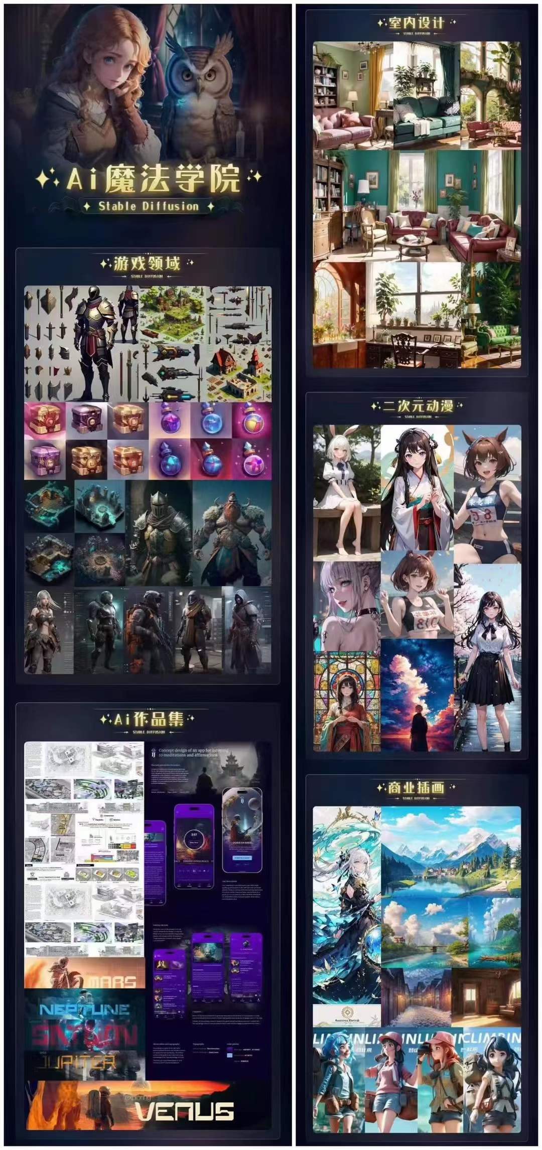 图片[2]-（6339期）Ai魔法绘画 Stable Diffusion专业课 高效辅助Ui/运营作品集 0到精通系统课-副业宝典