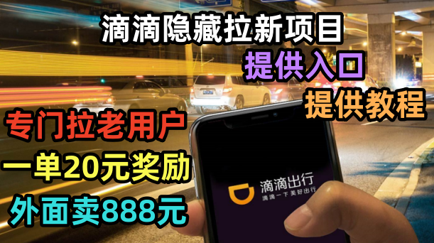 （6360期）滴滴隐藏拉新项目，专门拉老用户一单20-50元奖励，提供入口和玩法教程-副业宝典