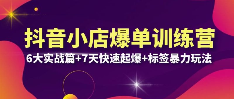 （6348期）抖音小店爆单训练营VIP线下课：6大实战篇+7天快速起爆+标签暴力玩法(32节)-副业宝典