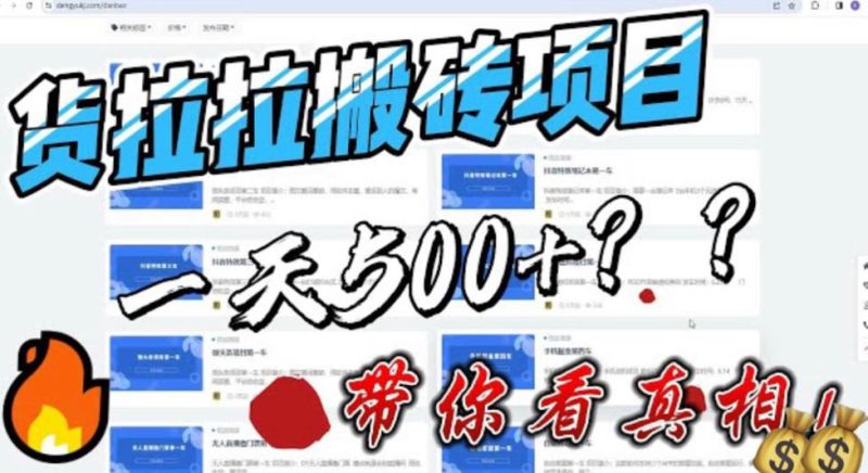 （6388期）最新外面割5000多的货拉拉搬砖项目，一天500-800，首发拆解痛点-副业宝典