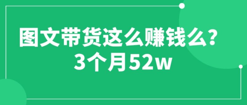 （6372期）图文带货这么赚钱么? 3个月52W 图文带货运营加强课-副业宝典