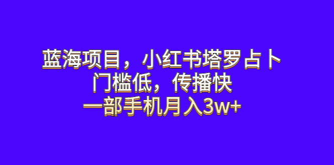 （6427期）蓝海项目，小红书塔罗占卜，门槛低，传播快，一部手机月入3w+-副业宝典