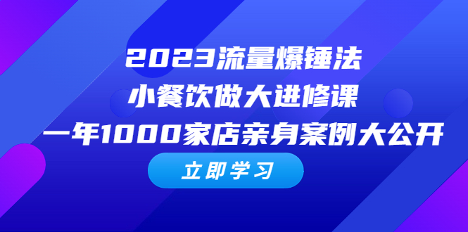（6485期）2023流量 爆锤法，小餐饮做大进修课，一年1000家店亲身案例大公开-副业宝典