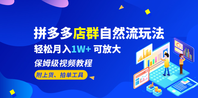 （6545期）拼多多店群自然流玩法，轻松月入1W+ 保姆级视频教程（附上货、拍单工具）-副业宝典