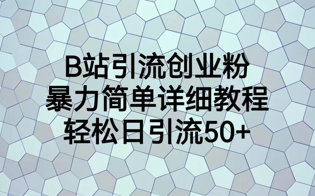 （6639期）B站引流创业粉，暴力简单详细教程，轻松日引流50+-副业宝典