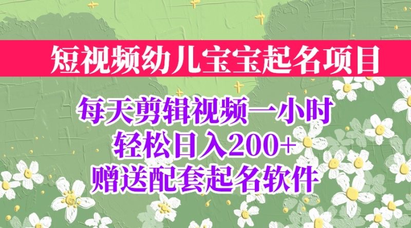 （6648期）短视频幼儿宝宝起名项目，全程投屏实操，赠送配套软件-副业宝典