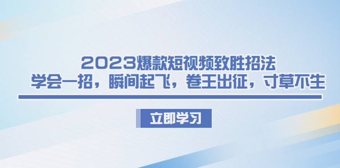 （6738期）2023爆款短视频致胜招法，学会一招，瞬间起飞，卷王出征，寸草不生-副业宝典