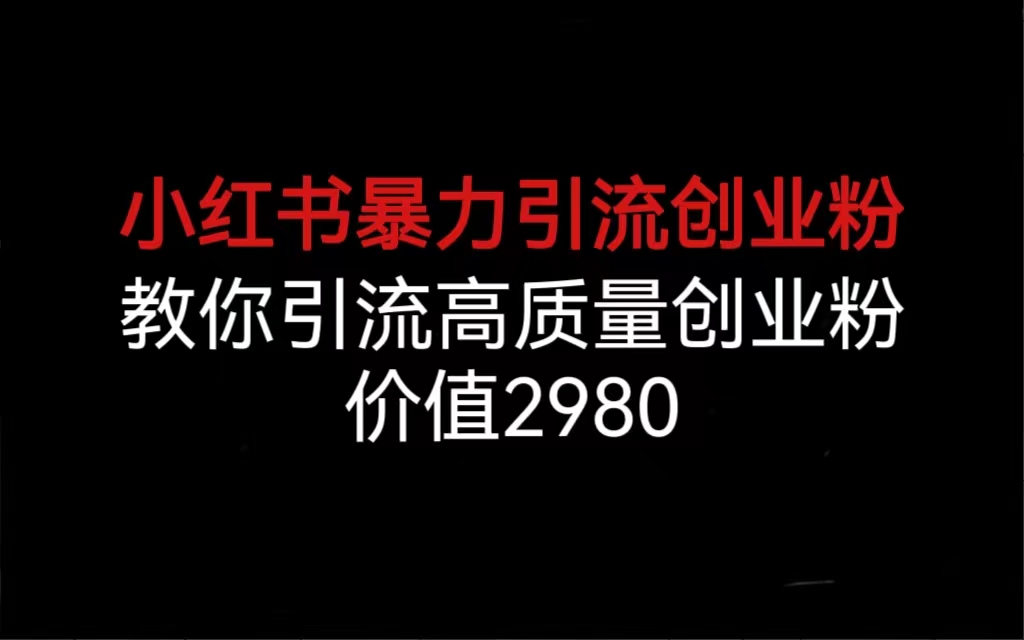 （6779期）小红书暴力引流创业粉，教你引流高质量创业粉，价值2980-副业宝典