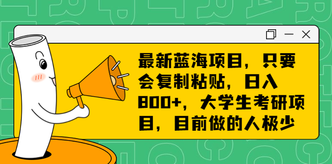 （6780期）最新蓝海项目，只要会复制粘贴，日入800+，大学生考研项目，目前做的人极少-副业宝典