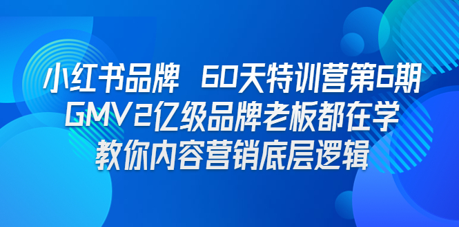 （6798期）小红书品牌 60天特训营第6期 GMV2亿级品牌老板都在学 教你内容营销底层逻辑-副业宝典