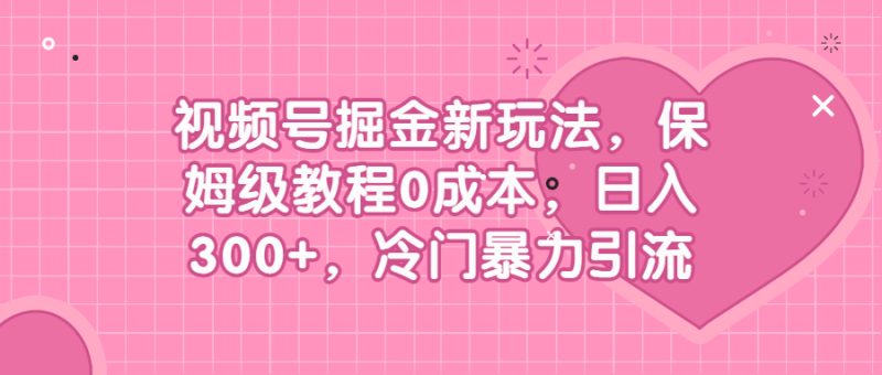 （6802期）视频号掘金新玩法，保姆级教程0成本，日入300+，冷门暴力引流-副业宝典