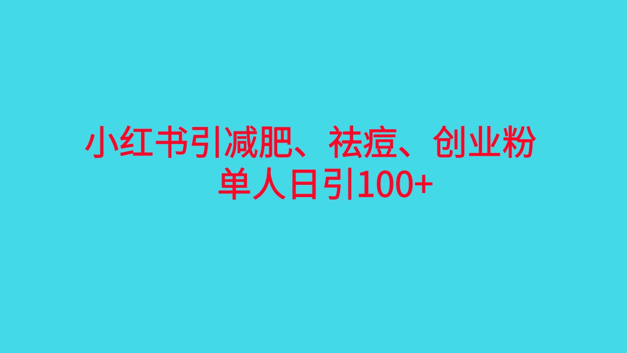 （6799期）小红书精准引流，减肥、祛痘、创业粉单人日引100+（附软件）-副业宝典