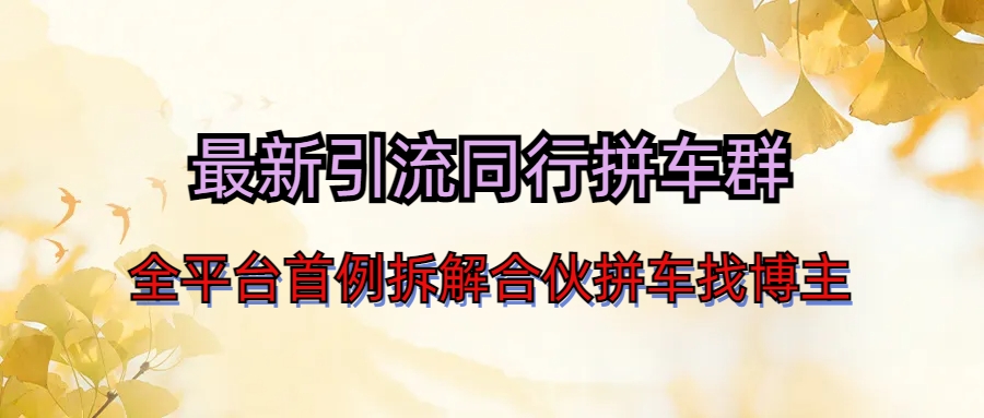 （6853期）最新引流同行拼车群合伙拼车找博主日引百人新玩法-副业宝典