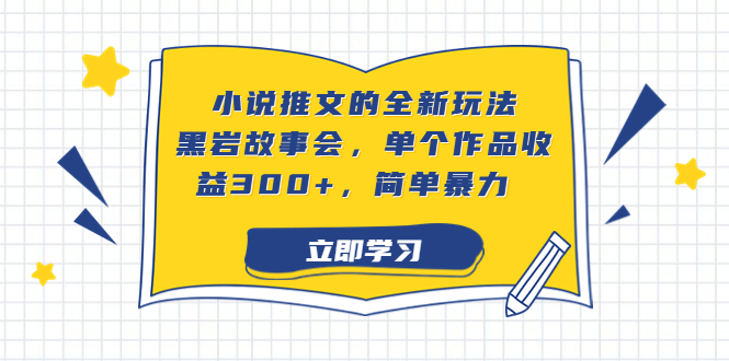 （6849期）小说推文的全新玩法，黑岩故事会，单个作品收益300+，简单暴力-副业宝典