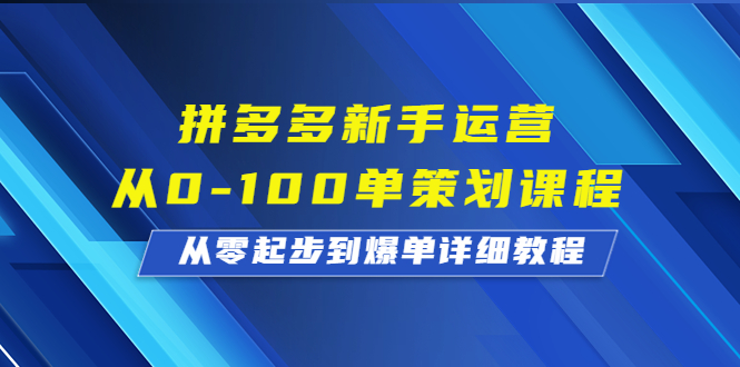 （6920期）拼多多新手运营从0-100单策划课程，从零起步到爆单详细教程-副业宝典