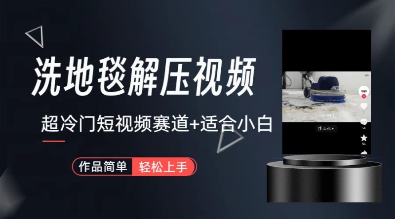 （6938期）超冷门抖音短视频赛道-清洗地毯解压视频-简单无脑怼作品（教程+素材）-副业宝典