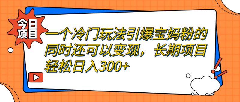 （7147期）一个冷门玩法引爆宝妈粉的同时还可以变现，长期项目轻松日入300+-副业宝典