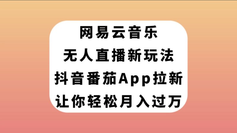 （7599期）网易云音乐无人直播新玩法，抖音番茄APP拉新，让你轻松月入过万-副业宝典