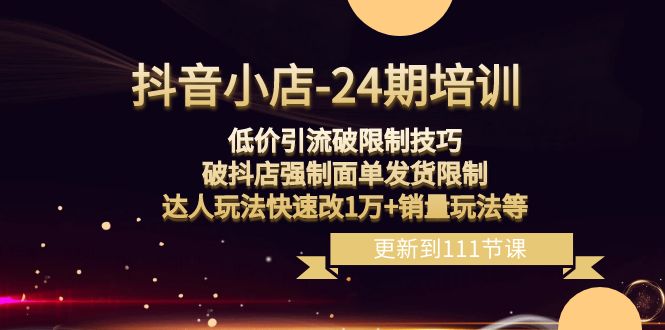 （8394期）抖音小店-24期：低价引流破限制技巧，破抖店强制面单发货限制，达人玩法…-副业宝典