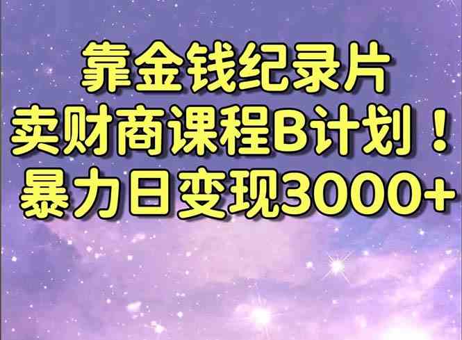 （8944期）靠金钱纪录片卖财商课程B计划！暴力日变现3000+，喂饭式干货教程！-副业宝典