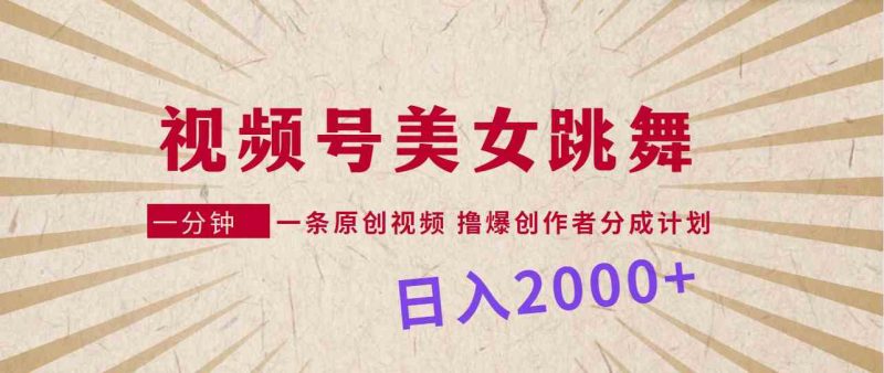 （9272期）视频号，美女跳舞，一分钟一条原创视频，撸爆创作者分成计划，日入2000+-副业宝典