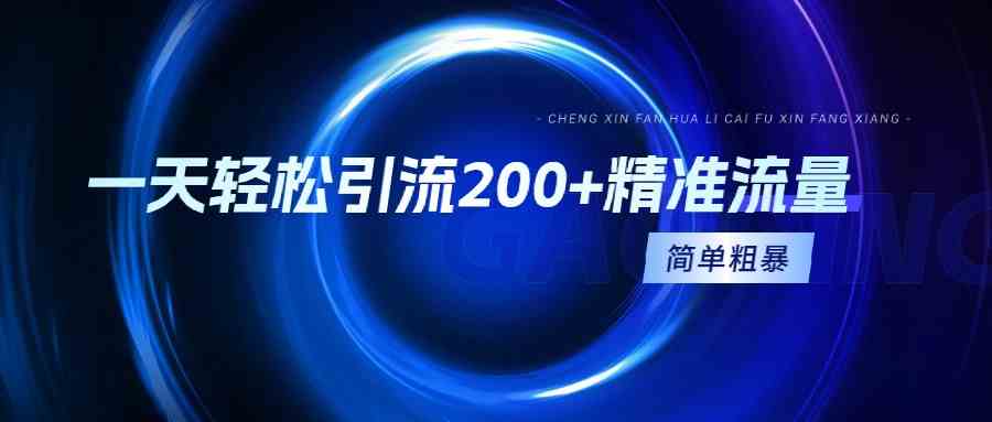 （9359期）一天轻松引流200+精准流量，简单粗暴，一看就会-副业宝典