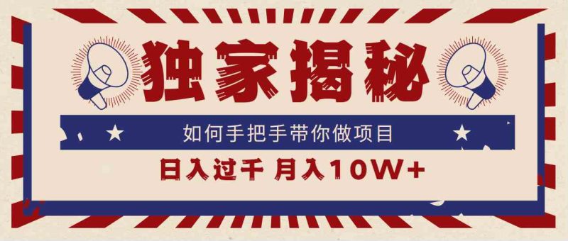 （9362期）独家揭秘，如何手把手带你做项目，日入上千，月入10W+-副业宝典