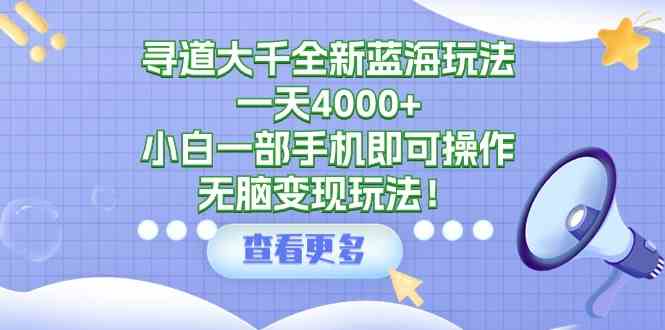 （9479期）寻道大千全新蓝海玩法，一天4000+，小白一部手机即可操作，无脑变现玩法！-副业宝典