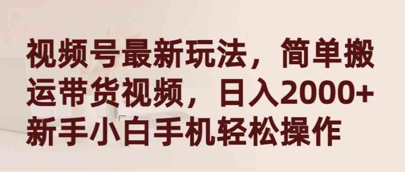 （9486期）视频号最新玩法，简单搬运带货视频，日入2000+，新手小白手机轻松操作-副业宝典