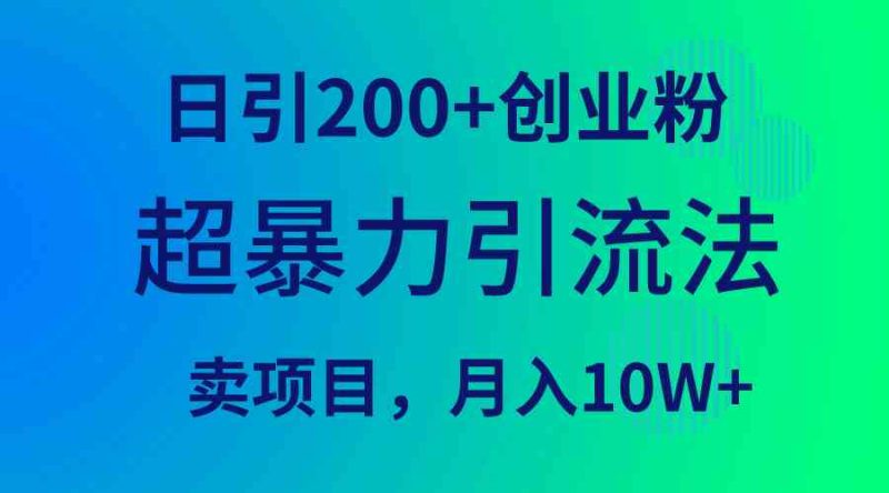 （9654期）超暴力引流法，日引200+创业粉，卖项目月入10W+-副业宝典
