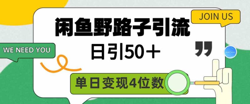 （9658期）闲鱼野路子引流创业粉，日引50＋，单日变现四位数-副业宝典