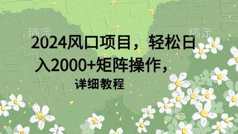 （9652期）2024风口项目，轻松日入2000+矩阵操作，详细教程-副业宝典
