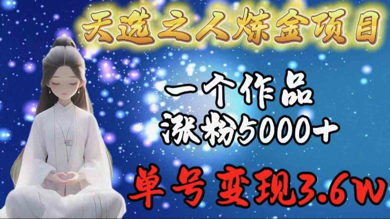 （9693期）天选之人炼金项目，一个作品涨粉5000+，单号变现3.6w-副业宝典