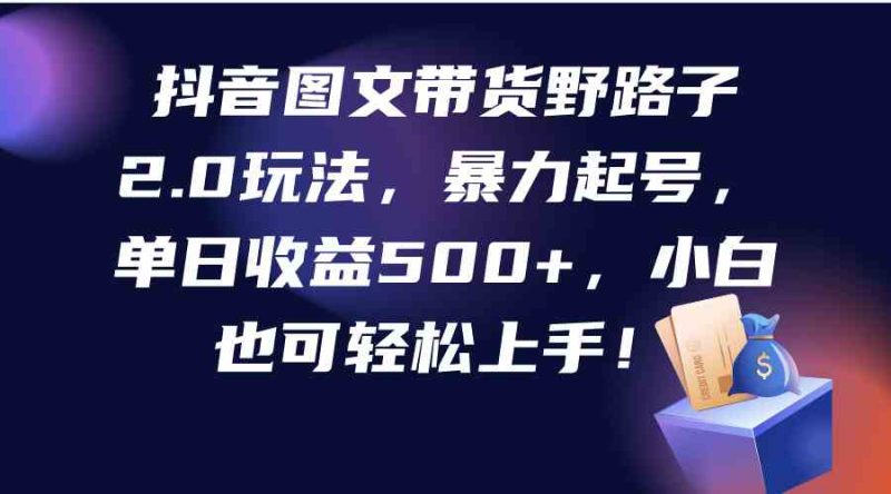 （9790期）抖音图文带货野路子2.0玩法，暴力起号，单日收益500+，小白也可轻松上手！-副业宝典