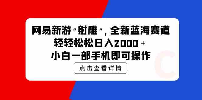 （9936期）网易新游 射雕 全新蓝海赛道，轻松日入2000＋小白一部手机即可操作-副业宝典