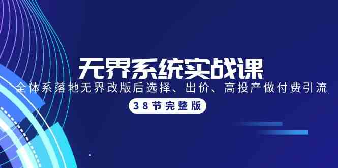 （9992期）无界系统实战课：全体系落地无界改版后选择、出价、高投产做付费引流-38节-副业宝典