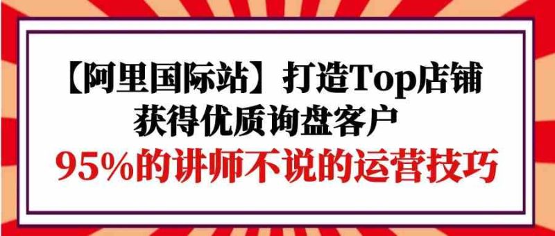 （9976期）【阿里国际站】打造Top店铺-获得优质询盘客户，95%的讲师不说的运营技巧-副业宝典