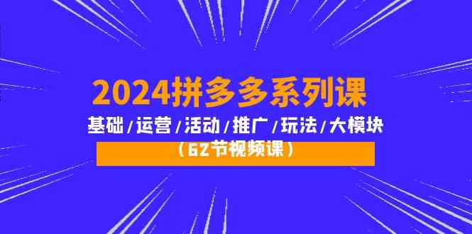 （10019期）2024拼多多系列课：基础/运营/活动/推广/玩法/大模块（62节视频课）-副业宝典