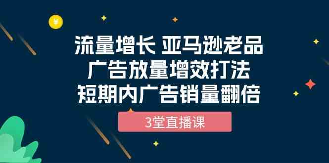 （10112期）流量增长 亚马逊老品广告放量增效打法，短期内广告销量翻倍（3堂直播课）-副业宝典