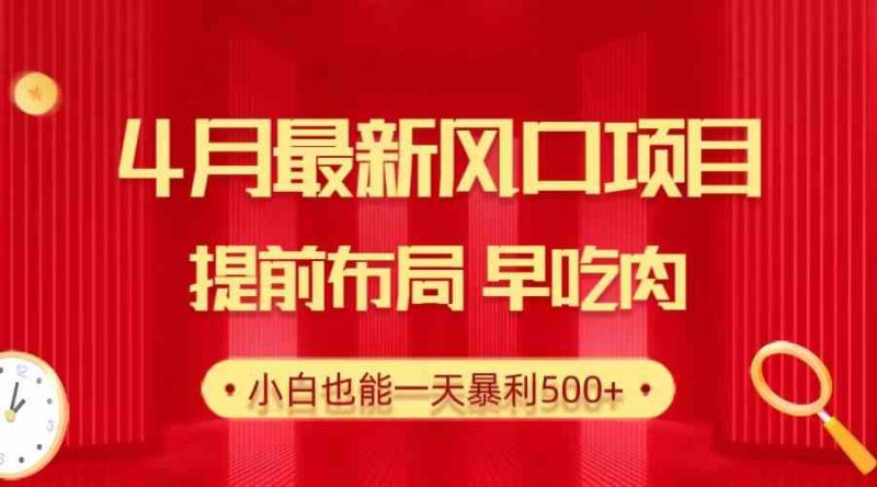 （10137期）28.4月最新风口项目，提前布局早吃肉，小白也能一天暴利500+-副业宝典