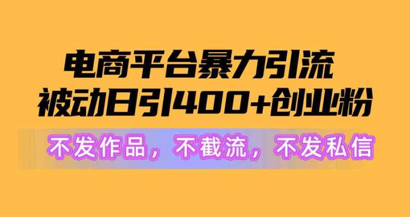 （10168期）电商平台暴力引流,被动日引400+创业粉不发作品，不截流，不发私信-副业宝典