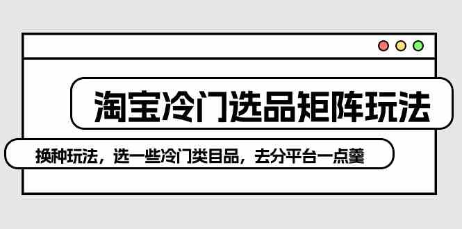 （10159期）淘宝冷门选品矩阵玩法：换种玩法，选一些冷门类目品，去分平台一点羹-副业宝典