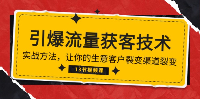 （10276期）《引爆流量 获客技术》实战方法，让你的生意客户裂变渠道裂变（13节）-副业宝典