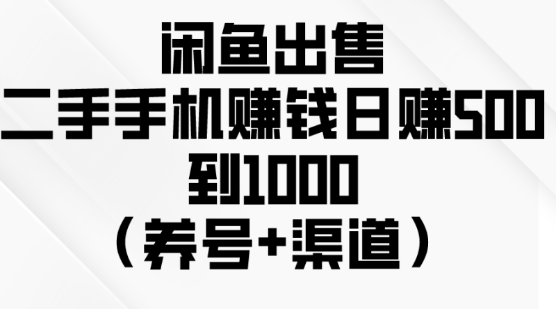 （10269期）闲鱼出售二手手机赚钱，日赚500到1000（养号+渠道）-副业宝典