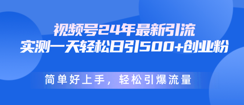 （10415期）视频号24年最新引流，一天轻松日引500+创业粉，简单好上手，轻松引爆流量-副业宝典
