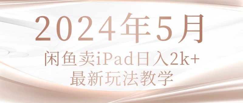 （10459期）2024年5月闲鱼卖ipad日入2k，最新玩法教学-副业宝典