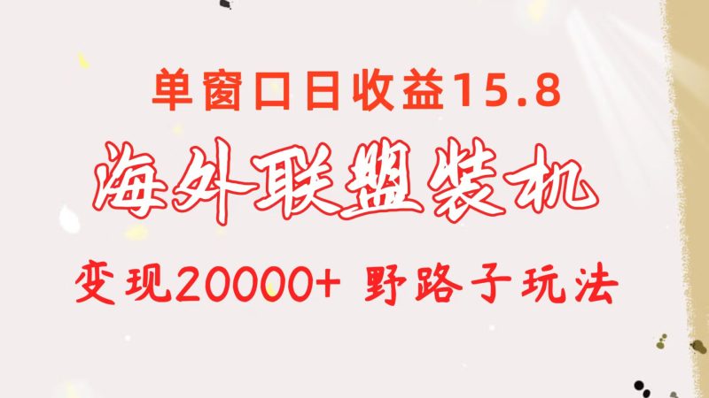 （10475期）海外联盟装机 单窗口日收益15.8  变现20000+ 野路子玩法-副业宝典