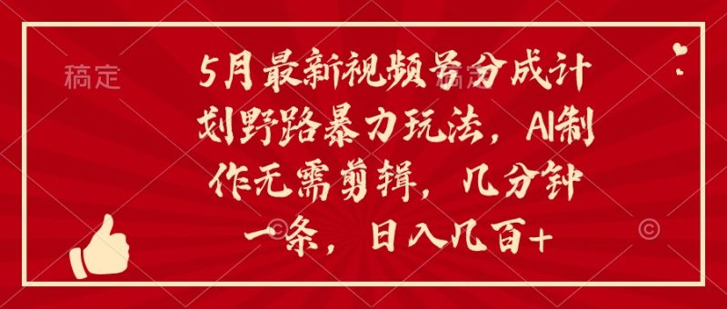 （10488期）5月最新视频号分成计划野路暴力玩法，ai制作，无需剪辑。几分钟一条，…-副业宝典